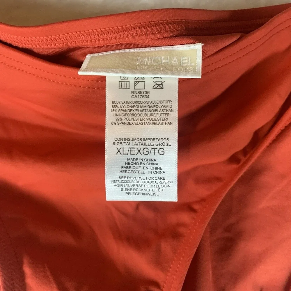 Michael Kors BRIGHT‎ ORANGE Solid Hipster Brief Bikini Swim Bottom, US X-Large